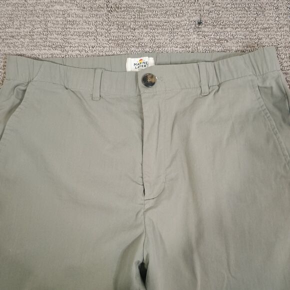 Marine Layer Saturday Breeze Chino Pants Men Large  35 X 31 Olive Green Stretch - Picture 2 of 10